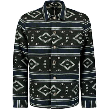 Overshirt Button Closure Pattern Black
