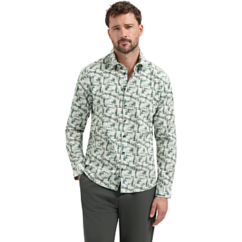 Shirt Stretch Allover Printed Seablue