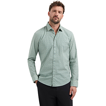 Shirt Stretch Allover Printed Seablue