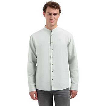 Shirt With Linen Granddad Dusty Green