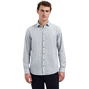 Shirt Two Tone With Linen Indigo Blue