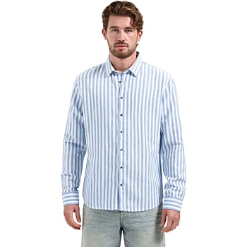 Shirt Vertical Big Stripe With Line Blue