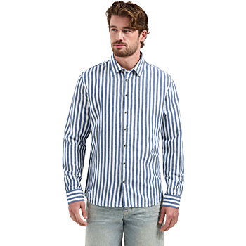 Shirt Vertical Big Stripe With Line Indigo Blue