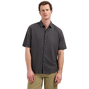Shirt Short Sleeve With Linen Dark Steel