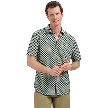 Shirt Short Sleeve Stretch Allover Green
