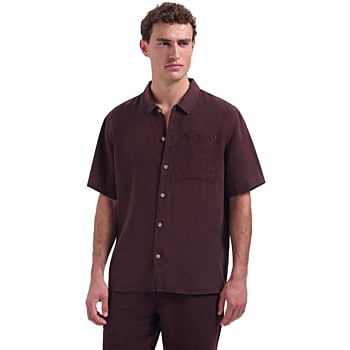 Shirt Short Sleeve With Linen, Garm Dark Brown