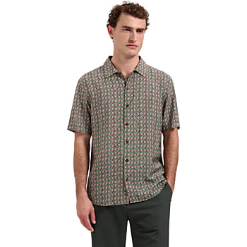 Shirt Short Sleeve Allover Printed Seablue