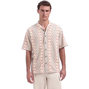 Shirt Short Sleeve Jacquard Zigzag Coral