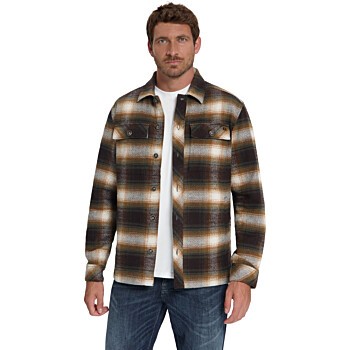 Overshirt Full Button Check Stone