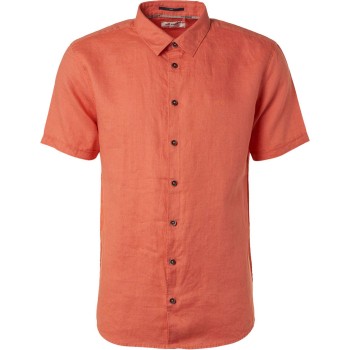 Shirt short sleeve linen solid papaya