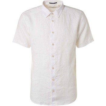 Shirt short sleeve linen solid white