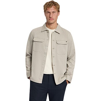 Overshirt Full Button Melange Twill Light Brown