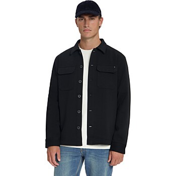 Overshirt Full Button Pique Sweat Black