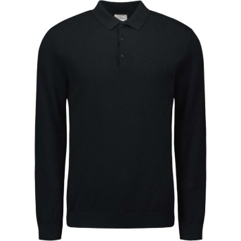 Pullover polo solid jacquard black