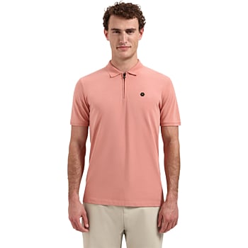 Polo Short Sleeve Zip Garment Dyed Coral