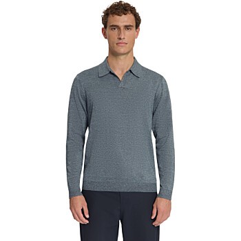 Pullover V Polo Melange Dusty Blue