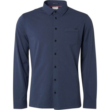 Shirt jersey stretch solid carbon blue