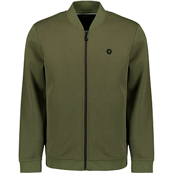Sweater Full Zipper Pique Bomber Dark Moss