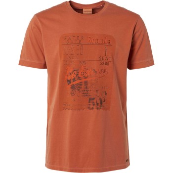 T-shirt crewneck print garment dyed papaya