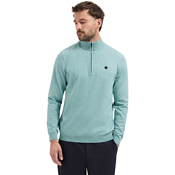 Pullover SU Collar Half Zip 2 Colou Arctic Blue