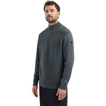Pullover Half Zip Mix Match Knit Dark Steel