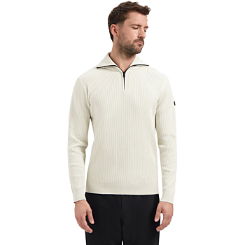 Pullover Half Zip Wing Collar Tuck Chalk
