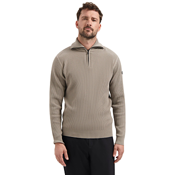 Pullover Half Zip Wing Collar Tuck Clay