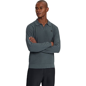 Pullover V-Collar Shoulder Detail Dark Steel