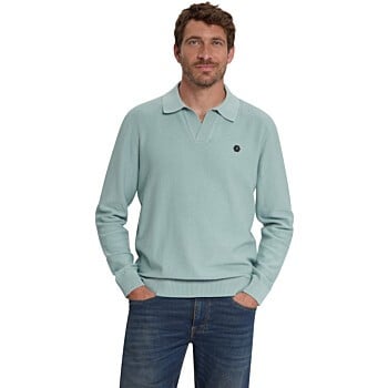 Pullover V-Collar Shoulder Detail Dusty Blue