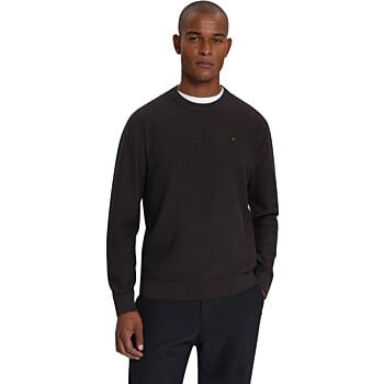 Pullover Crewneck Shoulder Detail Dark Brown
