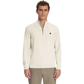 Pullover Half Zip Shoulder Detail Stone
