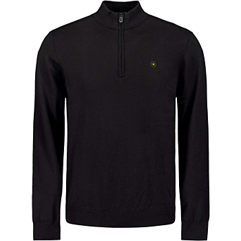 Pullover Half Zip 2 Coloured Melang Black