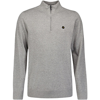 Pullover Half Zip 2 Coloured Melang Grey Melange