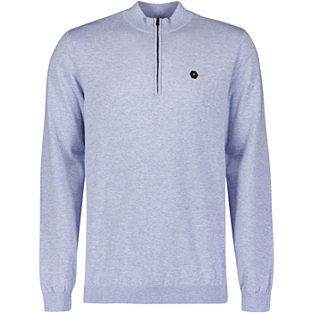 Pullover Stand Up Collar Half Zip M Blue