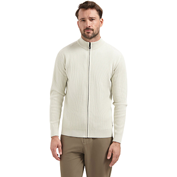 Cardigan Full Zip Tuck Stitch Chalk