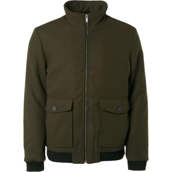 Jacket short fit with wool 2 colour dark army