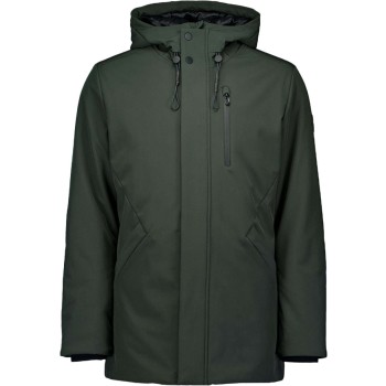 Jacket mid long fit hooded softshel dark green