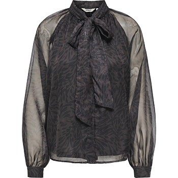 ONLLUMERIA L/S TIE BLOUSE WVN Chocolate Plum/SHADO