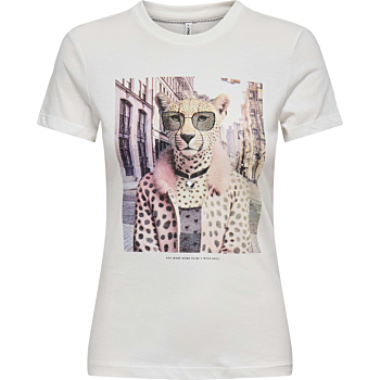 ONLVIBE S/S GLASSES TOP BOX JRS Cloud Dancer/Vibe