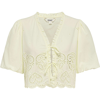 ONLBRYSON S/S SHORT EMB TIE TOP WVN Lemon Icing