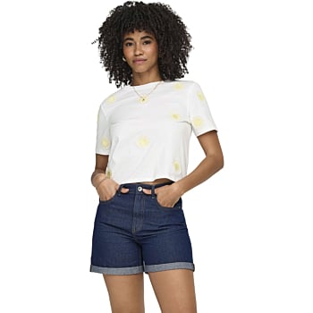 ONLMARISSE S/S EMB TOP BOX JRS Cloud Dancer/Sun em