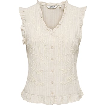 ONLELLYS S/L FRILL EMB TOP WVN Pumice Stone
