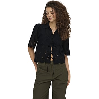 ONLFRANI S/S EMB BOW TOP WVN Black