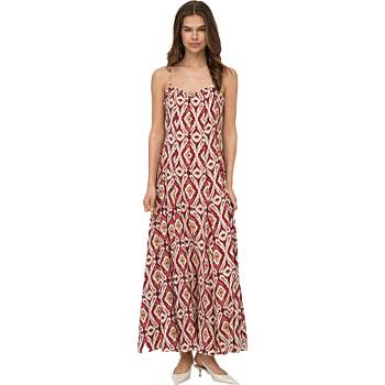ONLSTACY MIKASI LONG STRAP DRESS WVN Brick Red/ABS