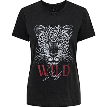 ONLLUCY REG S/S TOP JRS NOOS Black/Wild soul leo