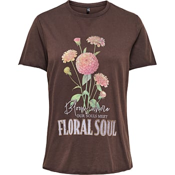 ONLLUCY REG S/S TOP JRS NOOS Coffee Bean/Floral s