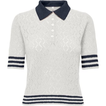 ONLSUNNY SS POINTELLE POLO KNT Cloud Dancer/Navy B