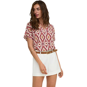 ONLBELLY MIKASI SS V-NECK TOP WVN EX Brick Red/ABS