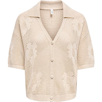 ONLCELINE SS GLITTER MESH CARDI KNT Ecru/Gold Glit
