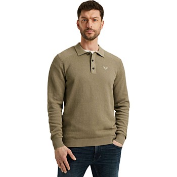 Long sleeve polo structure knit Silver Sage